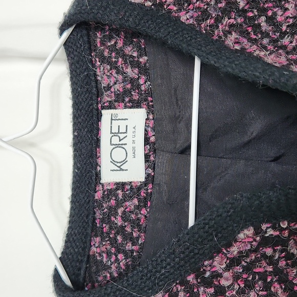 Koret Womens Vintage Wool Blend Blazer Size S Black/Pink/Gray Textured Weave Bus - Picture 4 of 15